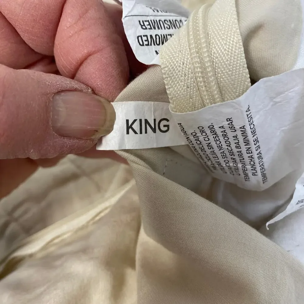 UGG Set of 2 King Pillow Shams Beige Quilted Textured Cotton 35x20 Zippered